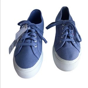 Superga Platform Shoes, Size 6, NWT, light blue denim color, Italian Company